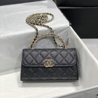 CHANEL 23P Flap Bag 19cm Black Caviar Gold Hardware