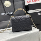 CHANEL 23P Flap Bag 15cm Black Caviar Gold Hardware