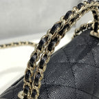 CHANEL 23P Flap Bag 15cm Black Caviar Gold Hardware
