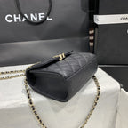 CHANEL 23P Flap Bag 15cm Black Caviar Gold Hardware