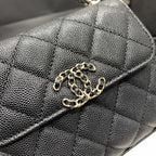 CHANEL 23P Flap Bag 15cm Black Caviar Gold Hardware