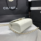 CHANEL 23P Flap Bag 15cm White Caviar Gold Hardware