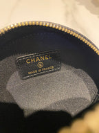 CHANEL MINI 12 ROUND CHAIN BAG IN BLACK CALFSKIN GOLD HARDWARE
