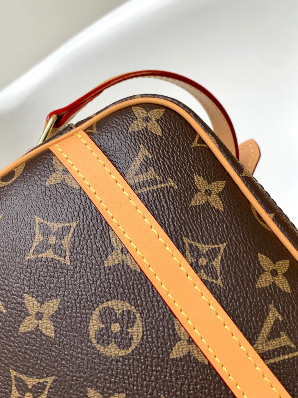 TROCADERO MINI MESSENGER BAG 23 IN BEIGE AND BROWN MONOGRAM COATED CANVAS