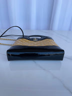 CHANEL MINI 23 SHOPPING BAG IN GLOSSY BLACK MIX MUSTARD YELLOW CALFSKIN