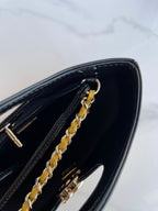 CHANEL MINI 23 SHOPPING BAG IN GLOSSY BLACK MIX MUSTARD YELLOW CALFSKIN