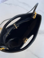 CHANEL MINI 23 SHOPPING BAG IN GLOSSY BLACK MIX MUSTARD YELLOW CALFSKIN