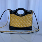 CHANEL MINI 23 SHOPPING BAG IN GLOSSY BLACK MIX MUSTARD YELLOW CALFSKIN