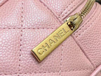 CHANEL 25S  QUILTED CAVIAR BOWLING BAG 27 IN PINK CALFSKIN