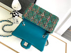 CHANEL MEDIUM 20 CLASSIC BAG IN GREEN FOREST WOOL TWEED