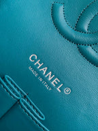 CHANEL MEDIUM 25 CLASSIC BAG IN GREEN FOREST WOOL TWEED