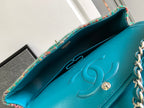 CHANEL MEDIUM 25 CLASSIC BAG IN GREEN FOREST WOOL TWEED
