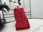 CHANEL DEAUVILLE LARGE 38 TOTE BAG IN CHERRY RED CANVAS WITH WHITE LOGO