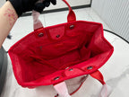 CHANEL DEAUVILLE LARGE 38 TOTE BAG IN CHERRY RED CANVAS WITH WHITE LOGO