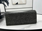 CHANEL DEAUVILLE LARGE 38 TOTE BAG IN BLACK CANVAS WITH WHITE LOGO