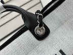 CHANEL DEAUVILLE LARGE 38 TOTE BAG IN LIGHT GREY CANVAS WITH BLACK LOGO