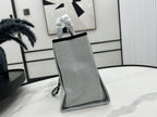 CHANEL DEAUVILLE LARGE 38 TOTE BAG IN LIGHT GREY CANVAS WITH BLACK LOGO