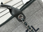 CHANEL DEAUVILLE LARGE 38 TOTE BAG IN GREY CANVAS WITH BLACK LOGO