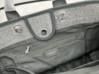 CHANEL DEAUVILLE LARGE 38 TOTE BAG IN GREY CANVAS WITH BLACK LOGO