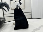 CHANEL DEAUVILLE LARGE 38 TOTE BAG IN BLACK CANVAS WITH GOLD EMBROIDERED LOGO