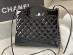 CHANEL MINI 23 SHOPPING BAG IN GLOSSY BLACK CALFSKIN