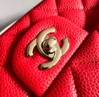 CHANEL MINI RECTANGLE FLAP BAG 20CM RED CAVIAR SILVER HARDWARE
