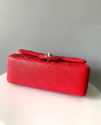 CHANEL MINI RECTANGLE FLAP BAG 20CM RED CAVIAR SILVER HARDWARE