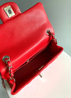 CHANEL MINI RECTANGLE FLAP BAG 20CM RED CAVIAR SILVER HARDWARE
