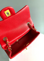 CHANEL MINI RECTANGLE FLAP BAG 20CM RED CAVIAR GOLD HARDWARE
