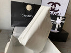 CHANEL MEDIUM 37 HANDBAG IN WHITE SHINY CALFSKIN SILVER HARDWARE