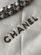 CHANEL MEDIUM 37 HANDBAG IN WHITE SHINY CALFSKIN SILVER HARDWARE