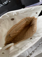 CHANEL MEDIUM 37 HANDBAG IN WHITE SHINY CALFSKIN SILVER HARDWARE