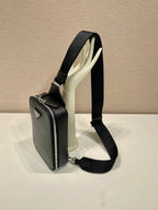 PRADA CHEST BAG 20 IN BLACK SAFFIANO LEATHER