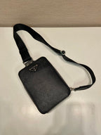 PRADA CHEST BAG 20 IN BLACK SAFFIANO LEATHER