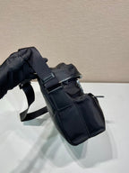 PRADA CROSSBODY BAG 29 IN BLACK RE-NYLON AND CALFSKIN TRIM