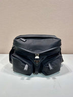 PRADA CROSSBODY BAG 29 IN BLACK RE-NYLON AND CALFSKIN TRIM