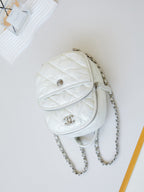 BACKPACK 22 IN WHITE FABRIC SILVER HARDWARE