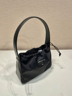 PRADA SMALL DRAWSTRING BAG 23 IN BLACK RE-NYLON