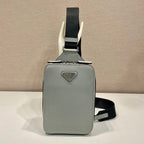 PRADA CHEST BAG 20 IN ECHO GRAY SAFFIANO LEATHER
