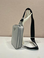 PRADA CHEST BAG 20 IN ECHO GRAY SAFFIANO LEATHER