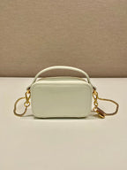 PRADA MINI HAND BAG 11 WITH GOLD STRAP IN WHITE PATENT CALFSKIN