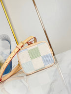 NANO NOÉ 16 IN PISTACHIO DAMIER GIANT CANVAS GOLD HARDWARE