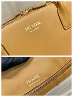PRADA LARGER TOTE BAG 48 WITH ZIPPER CLOSURE IN CIDER BROWN SMOOTH CALFSKIN