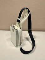 PRADA CHEST BAG 20 IN WHITE SAFFIANO LEATHER