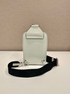 PRADA CHEST BAG 20 IN WHITE SAFFIANO LEATHER