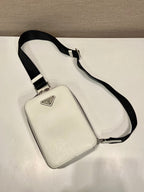PRADA CHEST BAG 20 IN WHITE SAFFIANO LEATHER