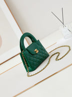 CHANEL KELLY MINI 19 SHOPPING BAG IN GREEN FOREST CALFSKIN