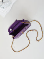 CHANEL KELLY MINI 19 SHOPPING BAG IN INDIGO PURPLE CALFSKIN