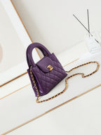 CHANEL KELLY MINI 19 SHOPPING BAG IN INDIGO PURPLE CALFSKIN