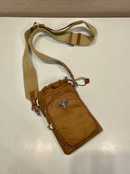 PRADA PHONE BAG 18 IN SEPIA BROWN RE-NYLON